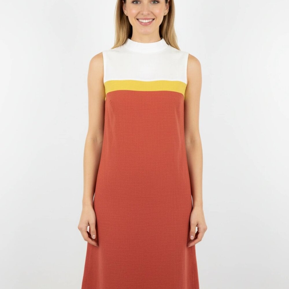 Bobbie Brooks Vintage 60s Mod Colorblock Shift Dress, Size 9 - Picture 4 of 6